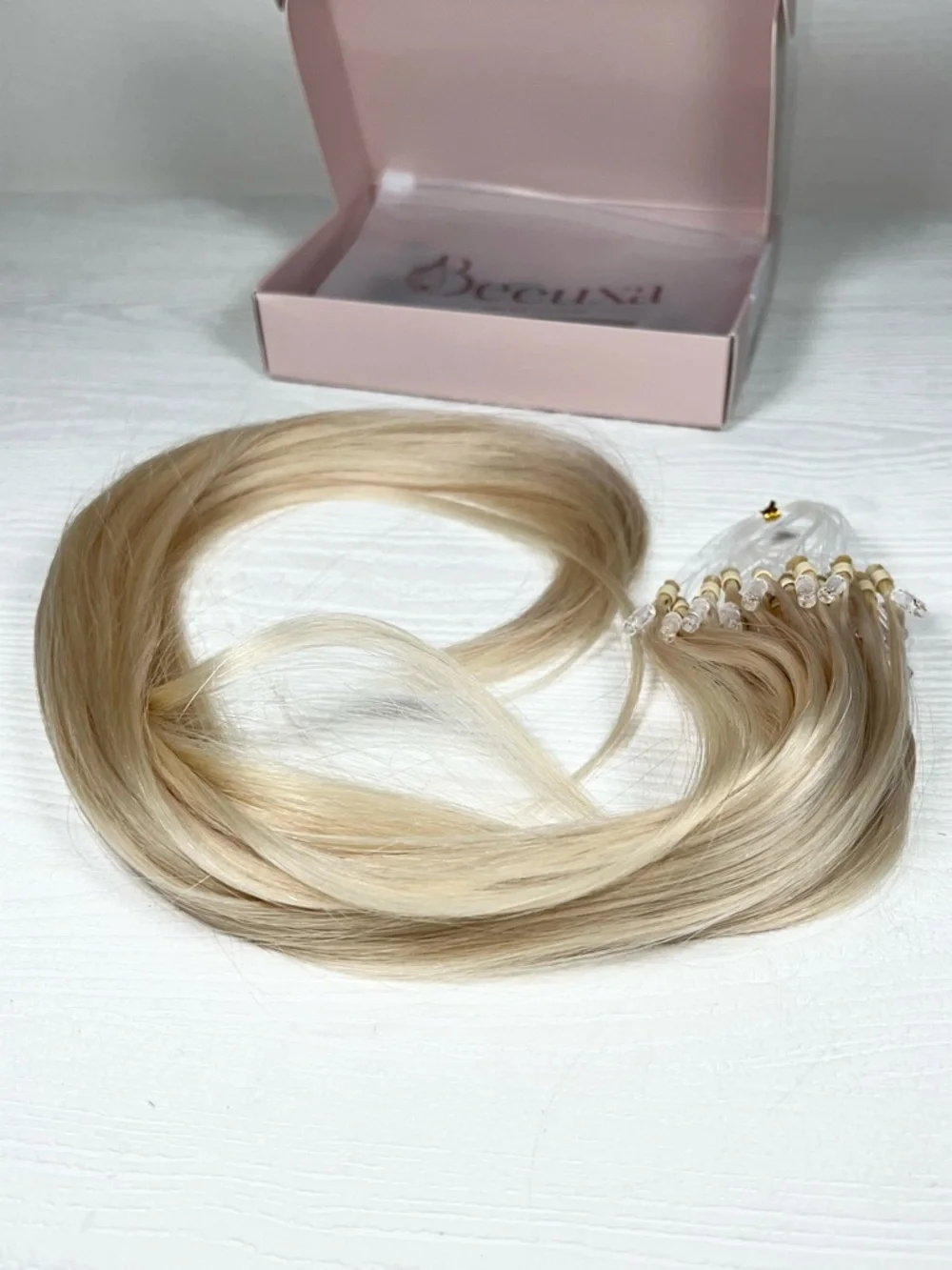 Platinum Blonde Human Hair Micro Loop 20 Inch Hair Extensions